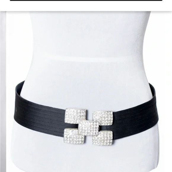 Yves Saint Laurent Vintage Black Belt with Silver Embellishment display picture 3